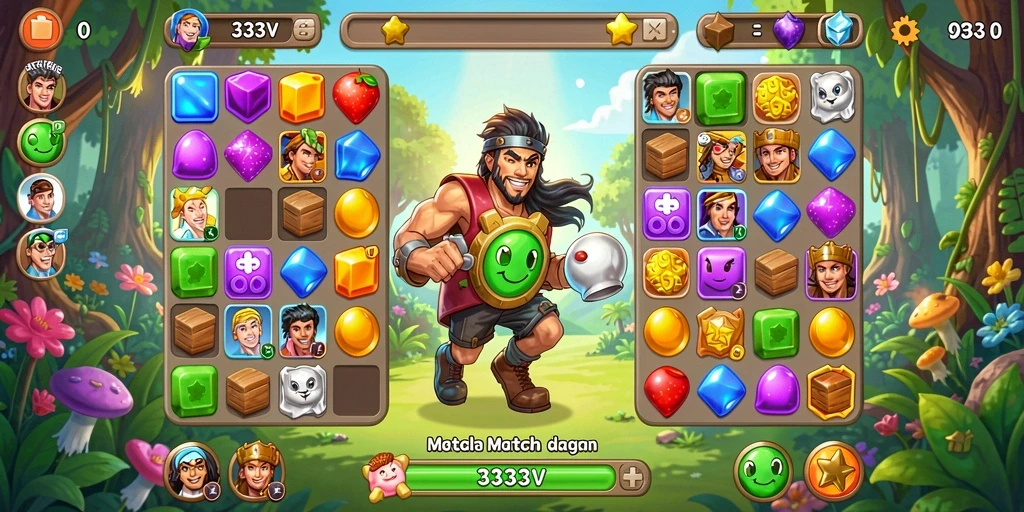 Tampilan gameplay menarik dari 333V dengan objek berwarna-warni.