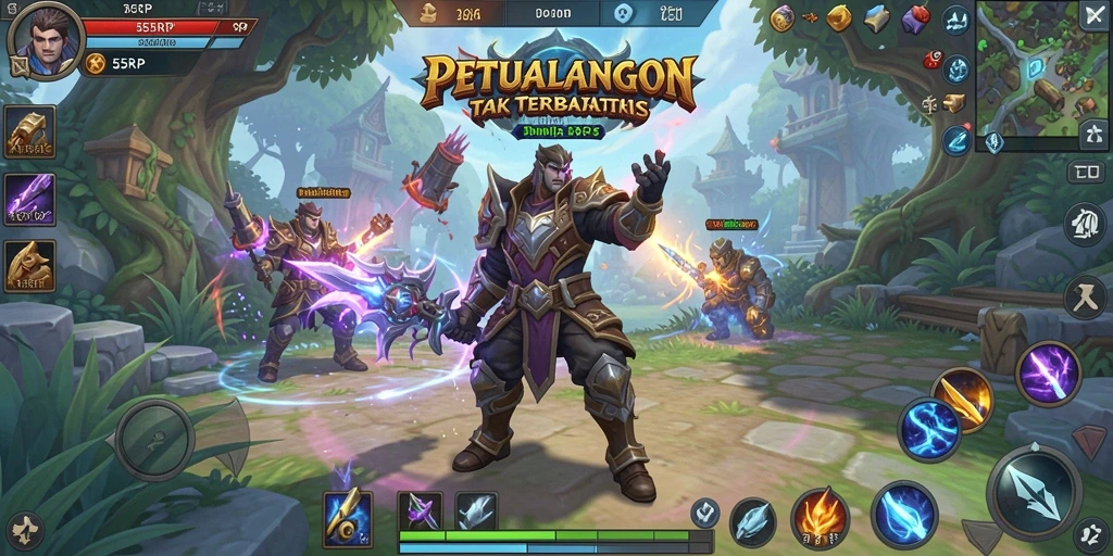 Tampilan menarik dari gameplay ARPG yang mendebarkan di 55RP.