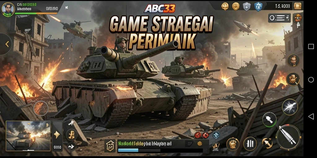Tangkapan layar gameplay ABC33 menampilkan aksi pertempuran strategi yang intens.