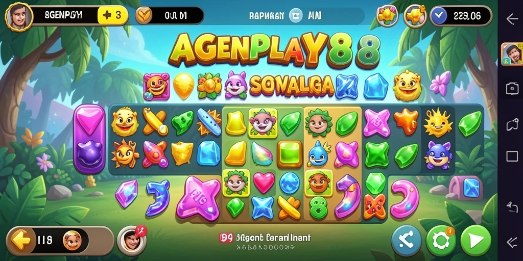Gameplay seru AGENPLAY88 dalam aksi Match-3 yang menarik.