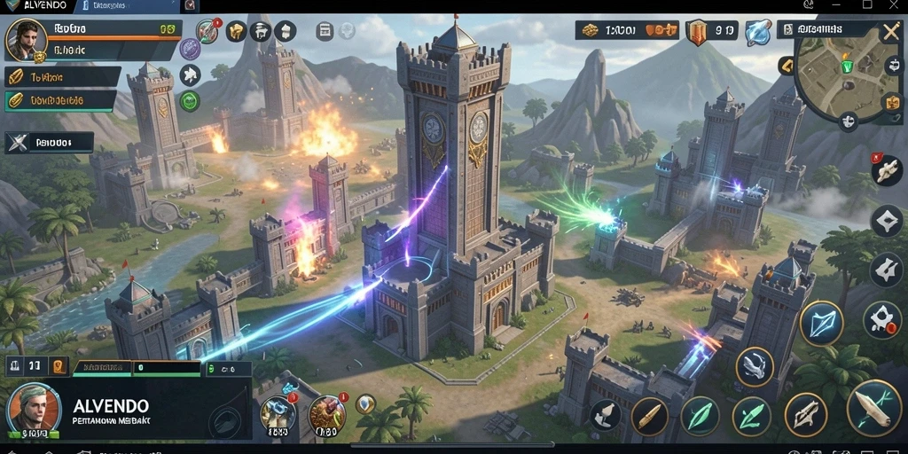 Tampilan game Tower Defense yang menawankan dalam ALVENDO dengan aksi mendebarkan.