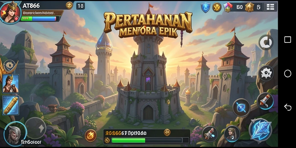 Tampilan gameplay menakjubkan dari AT866 dengan menara yang siap bertempur.