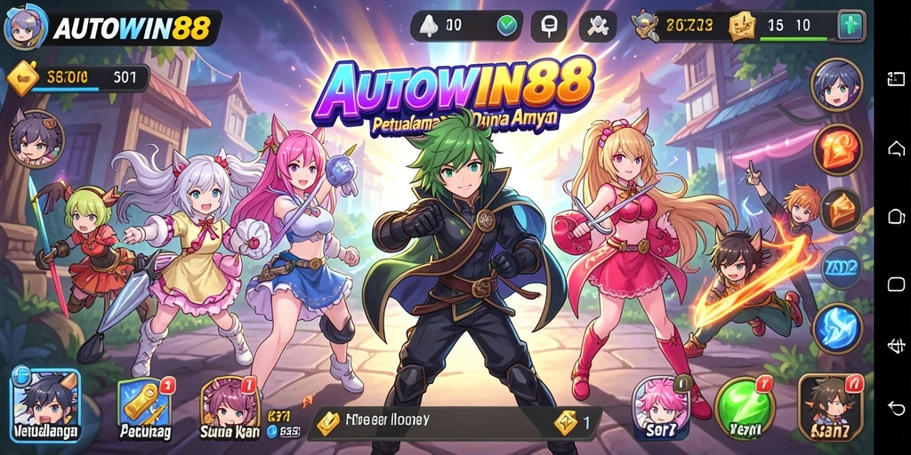 Screenshot AUTOWIN88 menampilkan karakter anime yang sedang bertarung dalam aksi seru.