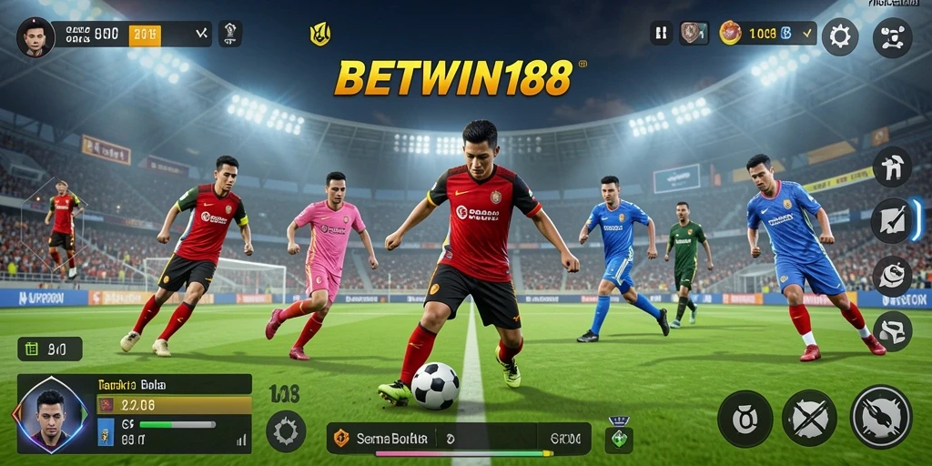 Tampilan gameplay BETWIN188 yang mendebarkan di lapangan sepak bola.
