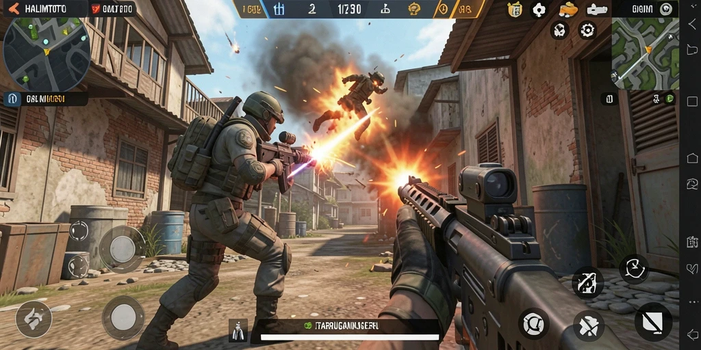 Tampilan seru gameplay HALIMTOTO dengan aksi FPS yang mendebarkan.