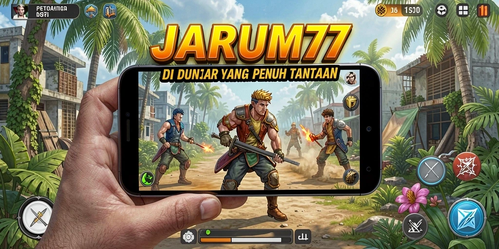 Screenshot gameplay JARUM77 menampilkan karakter utama dalam petualangan seru.
