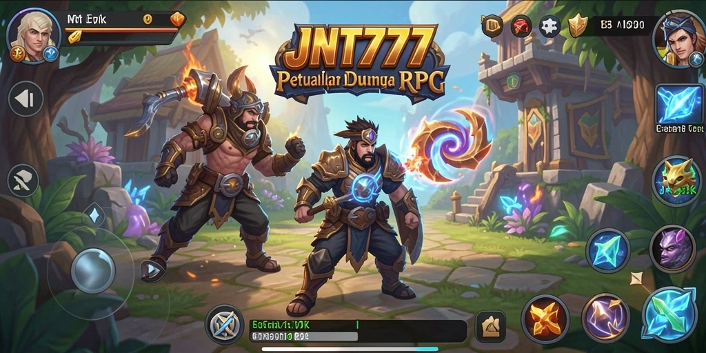 Screenshot gameplay menampilkan pertarungan epik dalam JNT777.