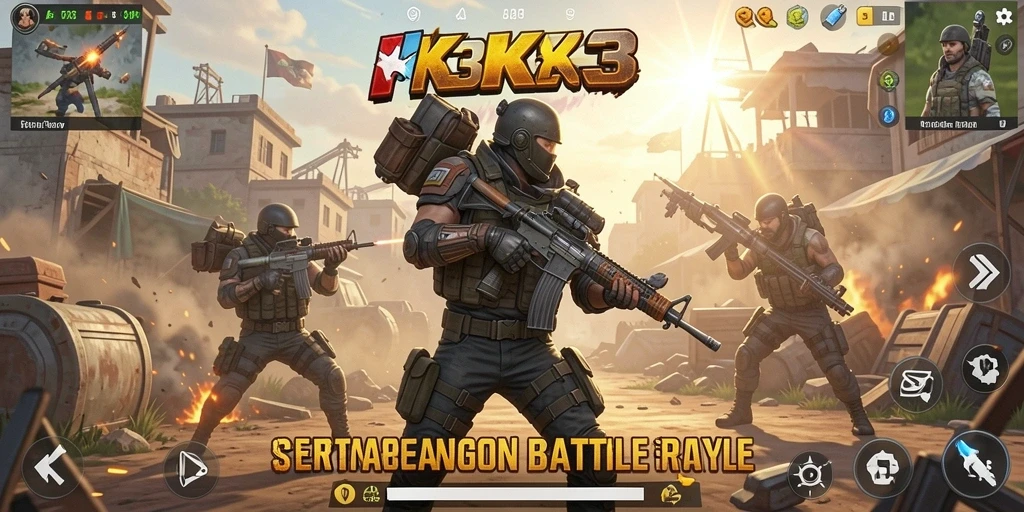 Tampilan gameplay Battle Royale K3K3 yang intens dan mendebarkan.