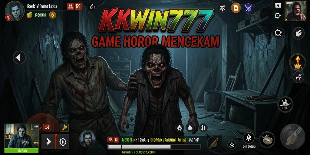 Tampilan gameplay KKWIN777 dengan suasana mencekam dan efek suara yang menakutkan.