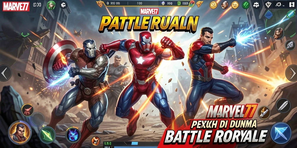 Tampilan aksi mendebarkan dalam gameplay Battle Royale MARVEL77.
