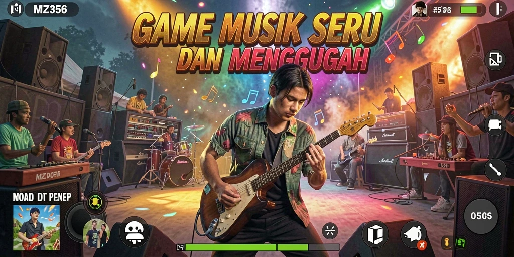 Tampilan gameplay MZ356 dengan berbagai pilihan musik