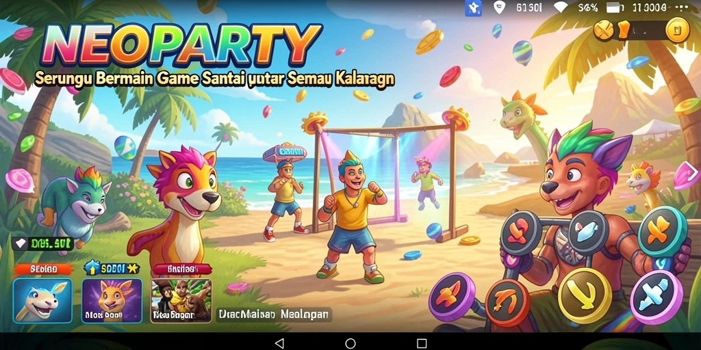 Tampilan menarik dari gameplay NEOPARTY yang ceria dan menghibur.