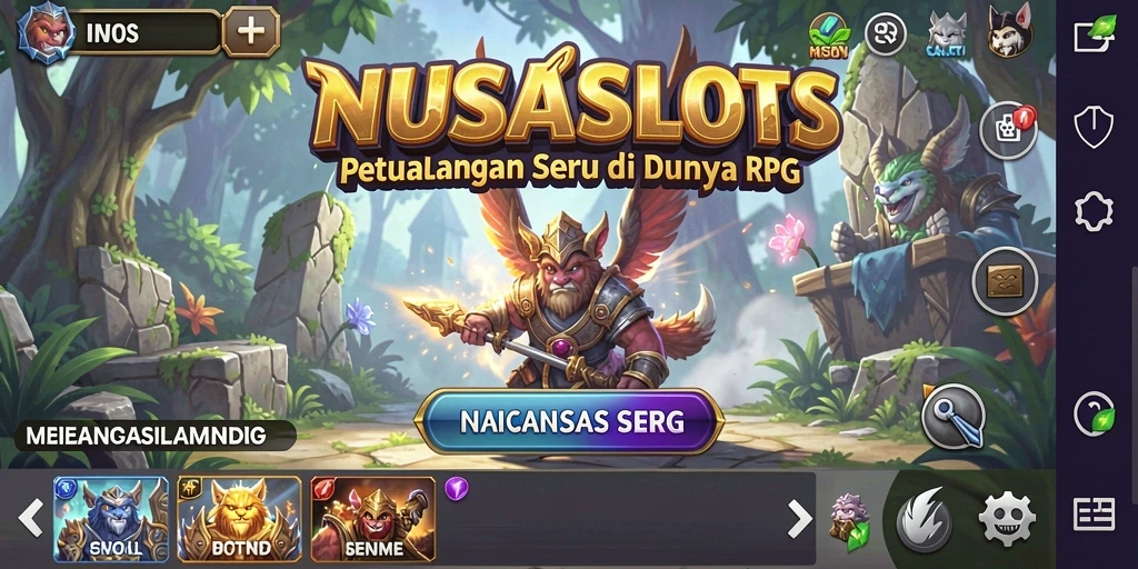 Tangkapan layar utama NUSASLOTS menampilkan aksi seru dalam gameplay RPG.
