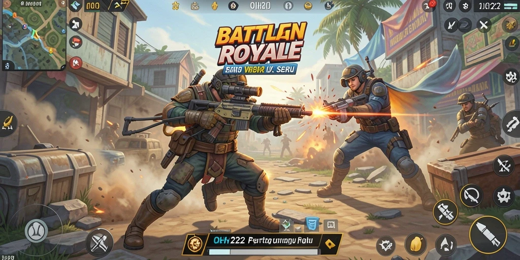 Tampilan aksi seru dalam OH222 saat pemain bertempur di arena.