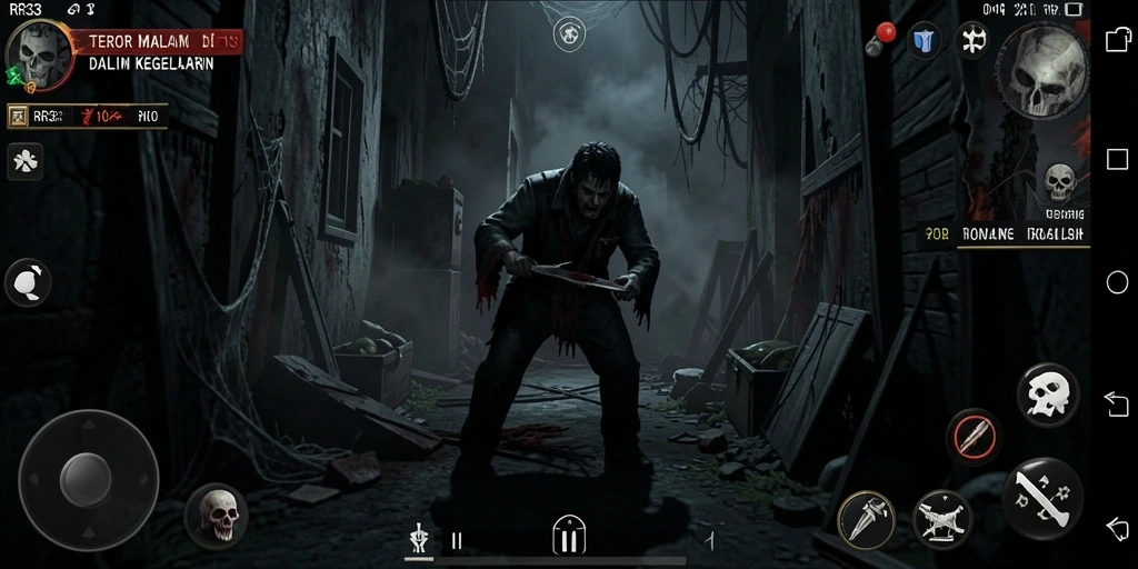 Tampilan gameplay RR33 menunjukkan suasana Horror yang mencekam.