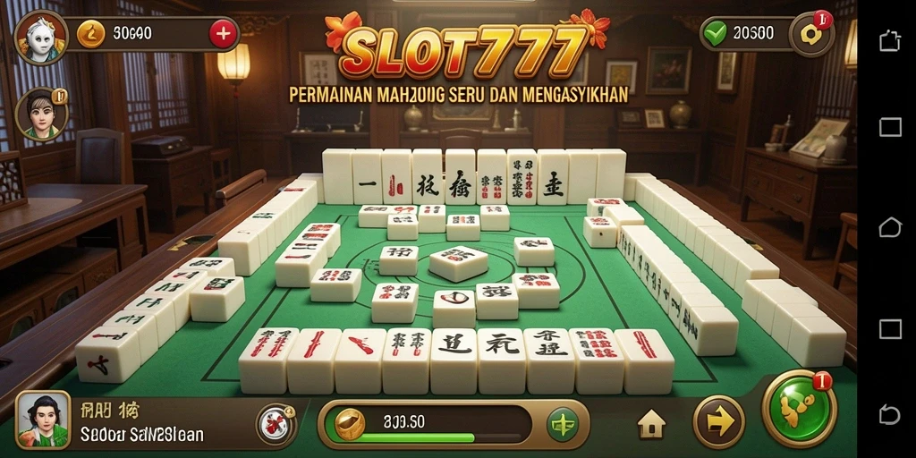 Screenshot SLOT777 menunjukkan gameplay seru Mahjong yang menantang.