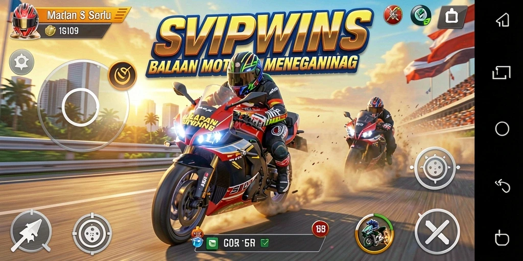 Tampilan gameplay balapan motor yang mendebarkan dan seru.