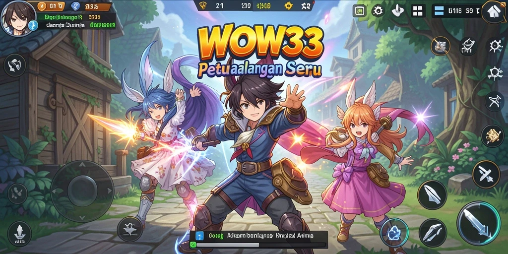 Tampilan gameplay WOW33 dengan karakter anime yang menarik dan grafis yang menawan.
