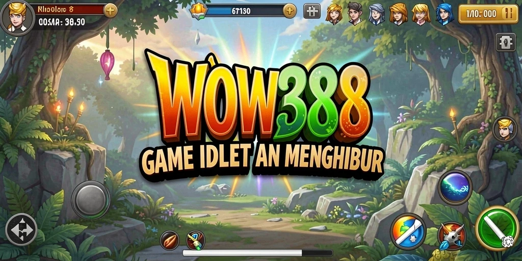 Tampilan gameplay WOW388 yang menampilkan kemajuan karakter dalam mode Idle.