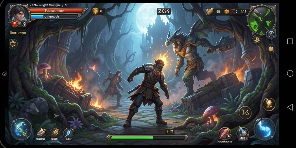 Screenshot gameplay ZK9 menampilkan karakter berpetualang dalam dunia menakjubkan.